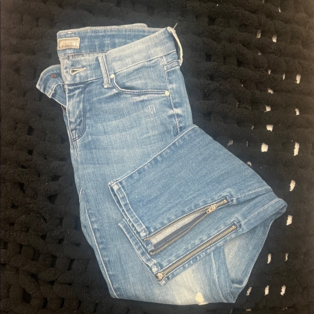 MOTHER Denim Ankle Jeans with Zipper Details